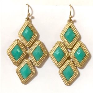 Turquoise and Matte Gold Dangling Earrings